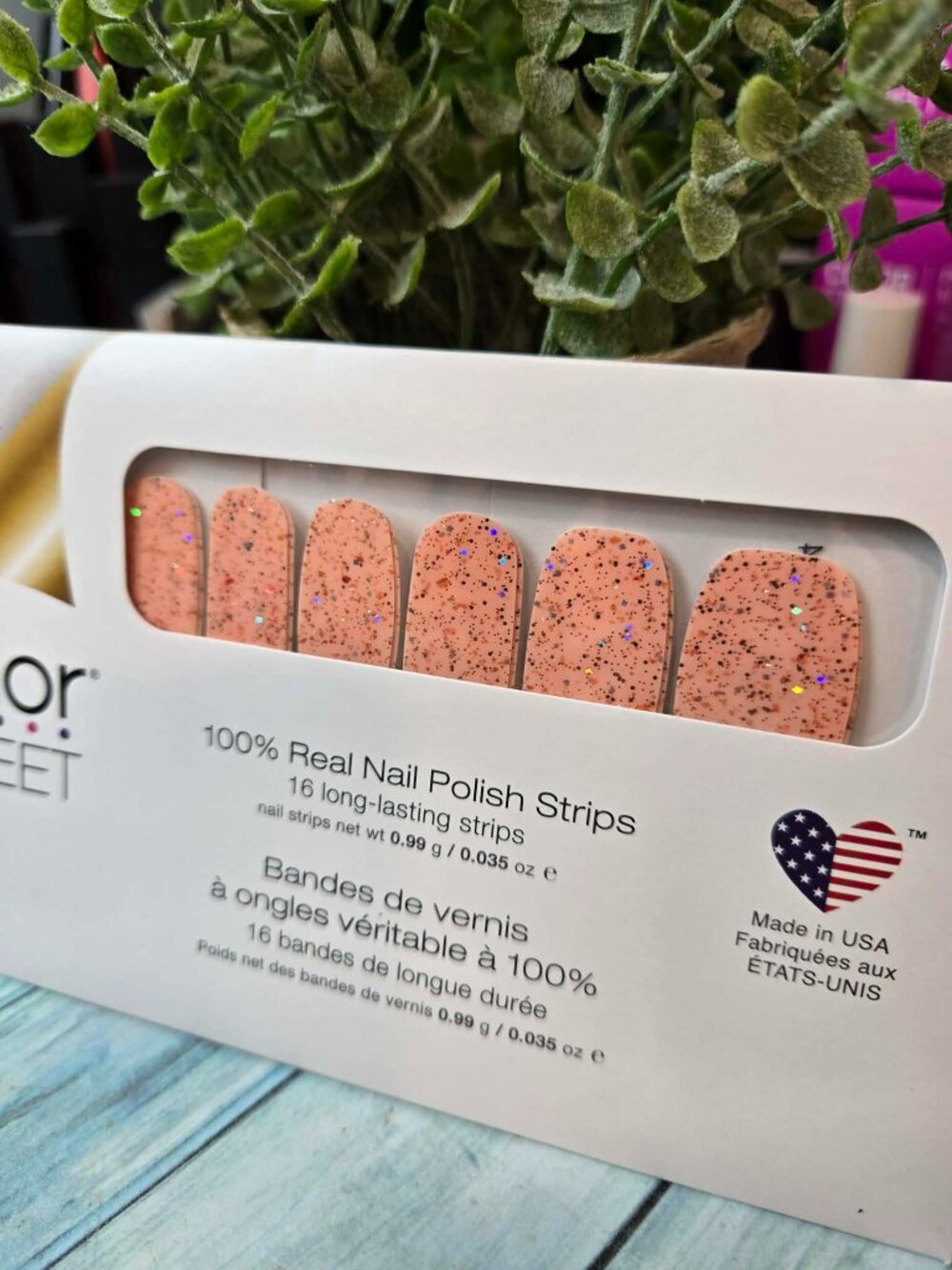 Color Street Orange Glitter Press On Nail Design